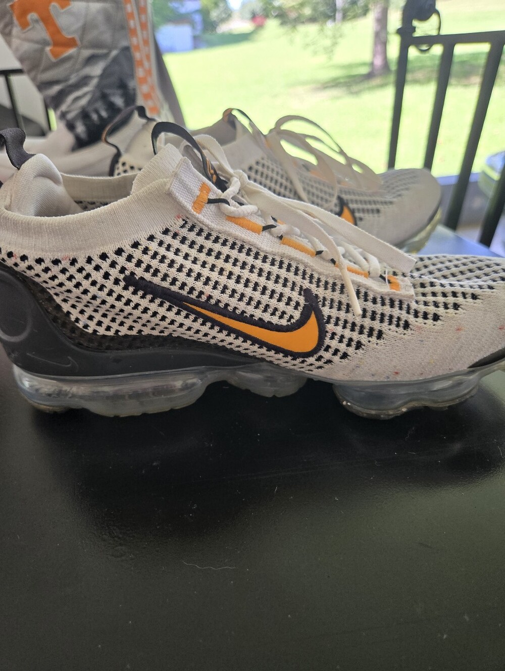 Nike Women’s White & Orange Air VaporMax Flyknit Sneakers